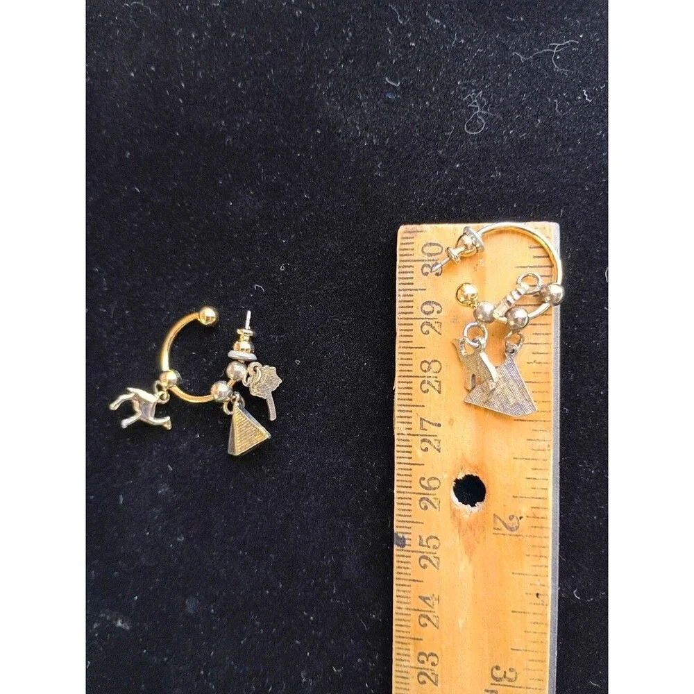 Vintage Camel Joe Cash Earrings Egyptian Theme Dangles RARE